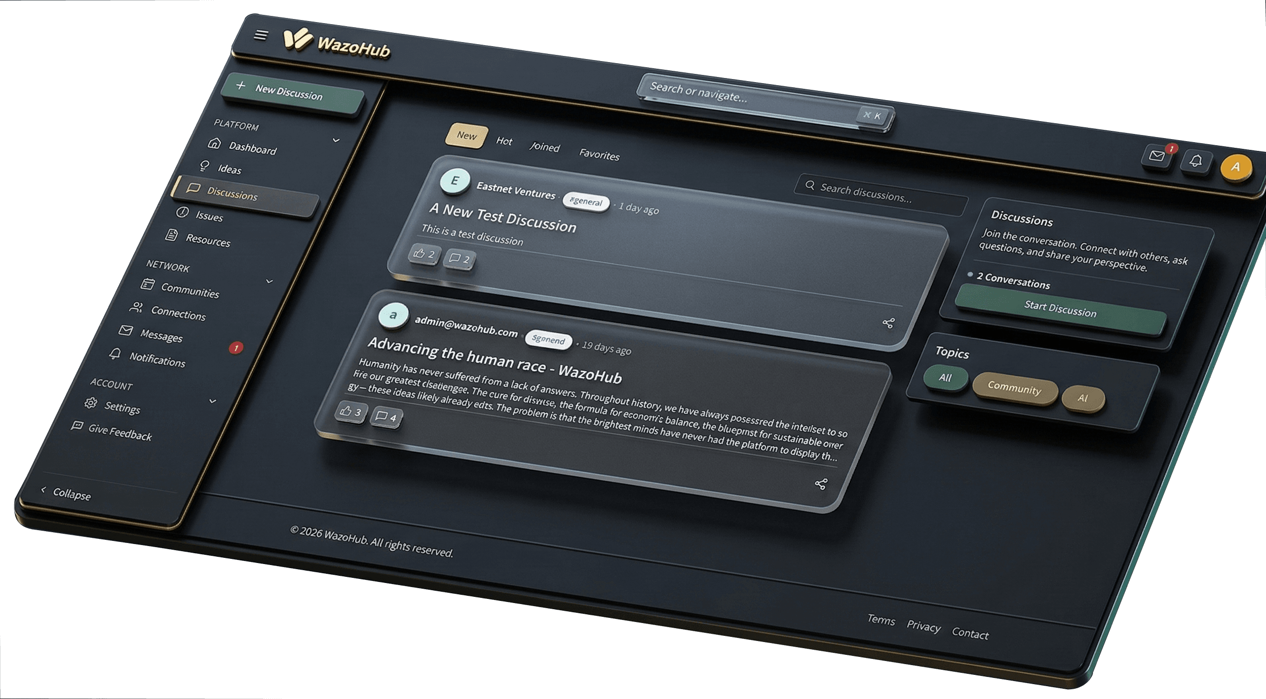 WazoHub Dashboard 3D Mockup